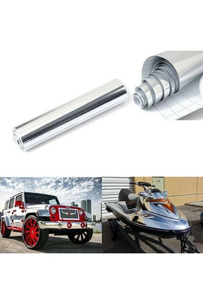ESEMİZ Waterproof Chrome Nickel Sticker - Adhesive Vehicle and Furniture White Goods Foil (100X122Cm)