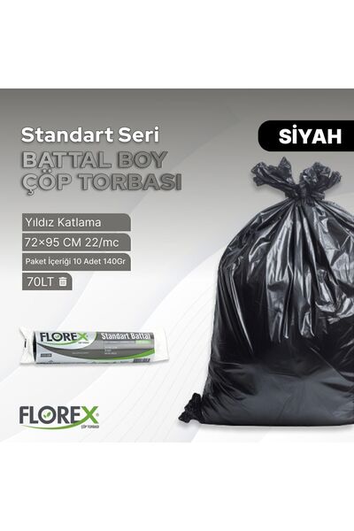 Florex Standart Battal Boy Siyah Çöp Poşeti X 5 Rulo