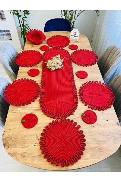 JÜTEX HOME Σετ 14 τεμαχίων από γιούτα Wicker American Service Charging - Runn...