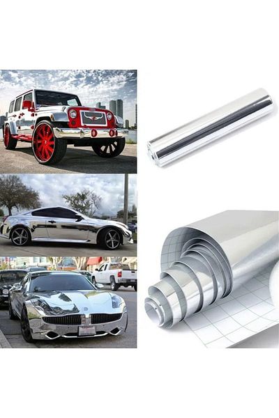 ESEMİZ Waterproof Chrome Nickel Sticker - Adhesive Vehicle and Furniture White Goods Foil (100X122Cm)