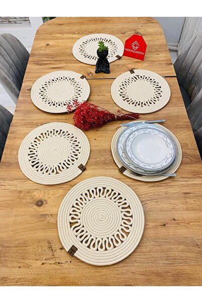 JÜTEX HOME Placă de serviciu americană din răchită din iută 6 bucăți