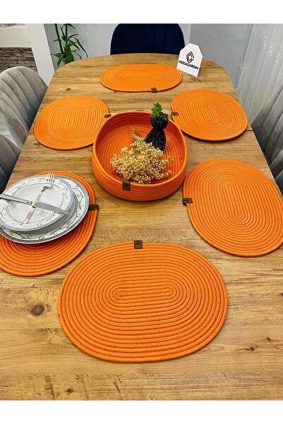 JÜTEX HOME Σετ 7 τεμαχίων από ιούτιο ψάθινο αμερικανικό σερβίτσιο, οβάλ σουπλ...