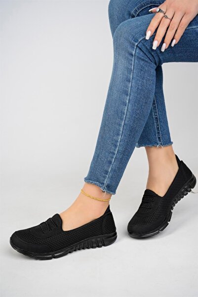 Deripabuc Black Women's Sports Ballerina Walking Shoes Çpç-0004