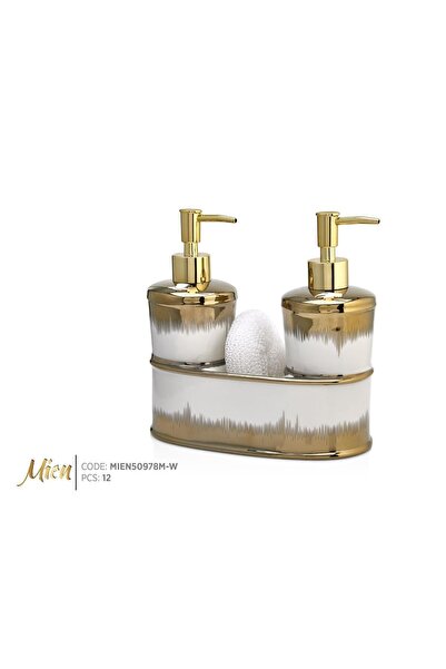MİEN Dozator de săpun lichid din porțelan din 2 piese Mien Yaldizli