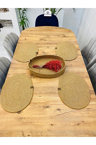 JÜTEX HOME jüt hasır amerikan servis oval supla ve sepet 5 li