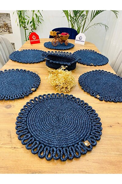 JÜTEX HOME 7-Piece Jute Wicker American Service Plug and Basket Set