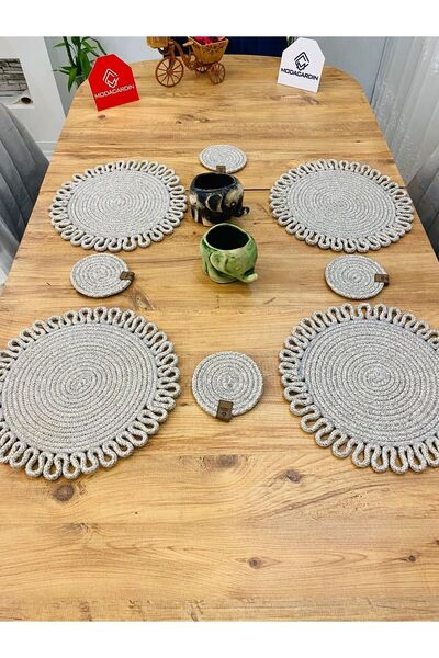 JÜTEX HOME 8 bucăți plăci și subțire din răchită de iută - serviciu american