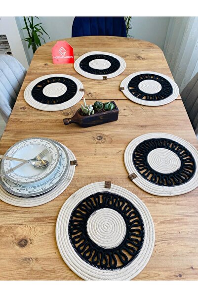 JÜTEX HOME Placă de serviciu americană din răchită din iută 6 bucăți