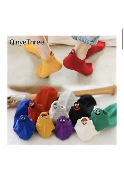 REYNBOO SOCKS 8 чифта унисекс чорапи до глезена с бродерия и шарка на лицето