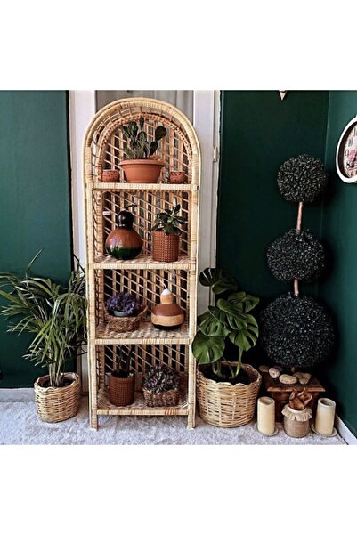 Veneris Design Hasır Raf 4’lü Hasır Kitaplık Mutfak Banyo Rafı Hasır Ayakkabılık Dresuar