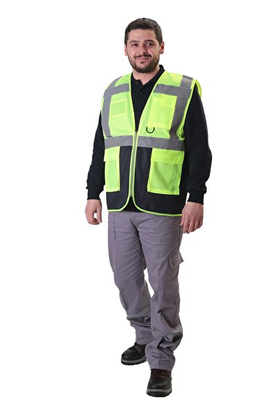 Selçuklu Plus Ikaz Yeleği Mühendis Tipi Cepli Fosforlu Reflektörlü Sarı - Lac...