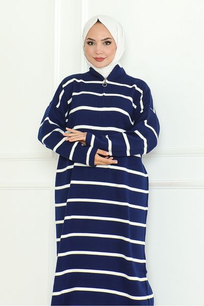 Bestenur Ersila Knitwear φόρεμα 1132 - Navy Blue