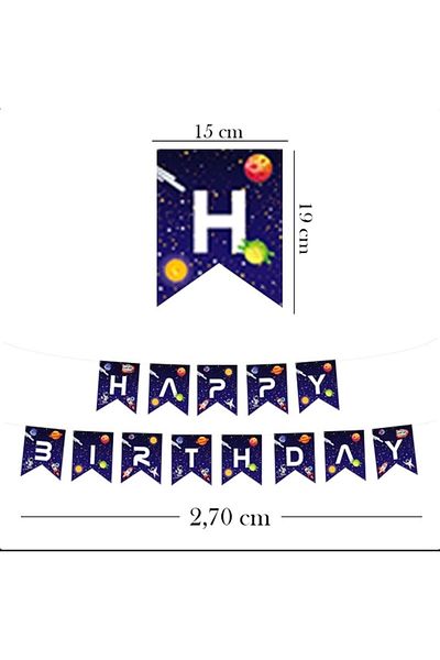 Öztürkpartievi Πανό Happy Birthday με θέμα τον Γαλαξία Αστροναυτών