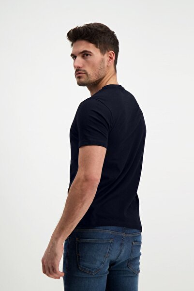 Lafarque Ανδρικό μπλουζάκι Navy Blue Crew Neck Slim Fit Basic