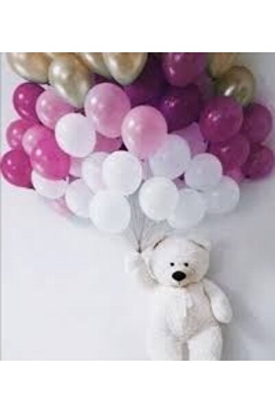 Öztürkpartievi بالون أبيض وردي فوشيا ذهبي 20 قطعة