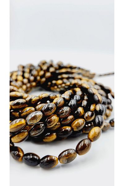 Yüksel Boncuk 6*9 Mm Barley Cut Tiger Eye String Natural Stone