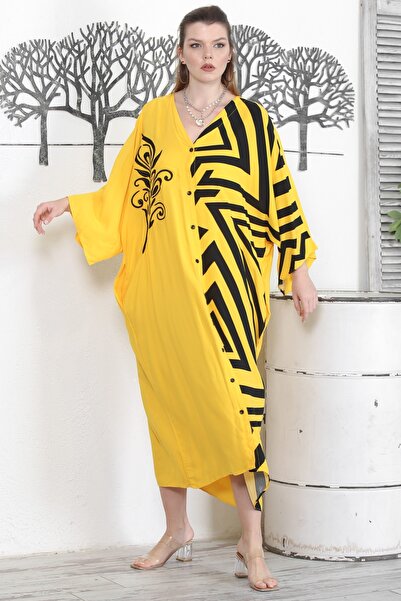 Chiccy Жовтий V-подібний виріз 34 рукава на ґудзиках Прихована кишеня з вишив...