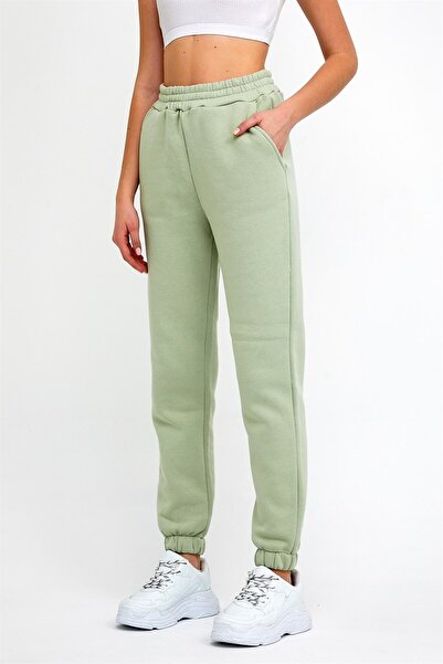 CrazyShopping Kadın Beli Ve Paçası Lastikli Üç İplik Örme Eşofman Altı Jogger