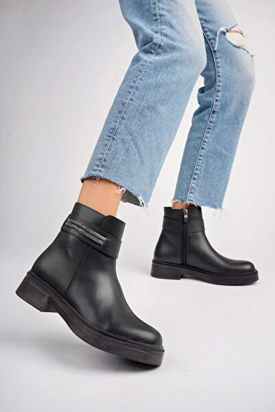 meyra'nın ayakkabıları Γυναικείες Μπότες Black Stone - Double Stone Detailed