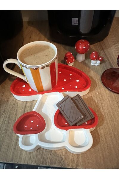 evdeki atölyem Tekli Mantar Sunum Tabağı