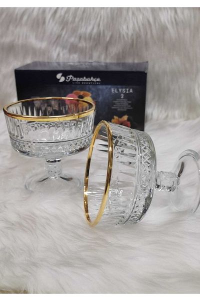 Paşabahçe 51749 2-Piece Elysia Gilded Standing Presentation Set