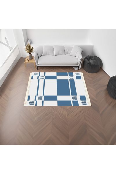 In House Julie| Luxurious Rectangular Decorative Carpet, Blue & White