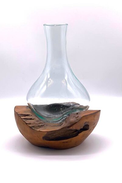 beyazsarayhomeconcept Teak Ağacı Cam Üfleme Vazo