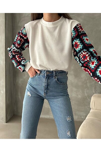 Astrea Butik Kolları Triko Dantel Fitilli Kaşkorse Bluz