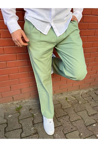 BY İMPALA MODA Παντελόνι από λινό ύφασμα με φαρδιά εφαρμογή