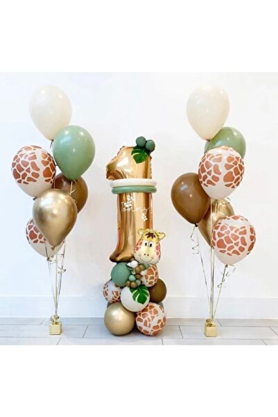 Öztürkpartievi 1 Yaş Küf Yeşili Gold Krom Safari Balon Seti