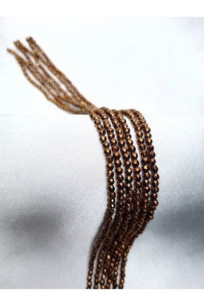 Yüksel Boncuk 3 mm Hematite Stone - Bronze Facet Cut Natural Stone String