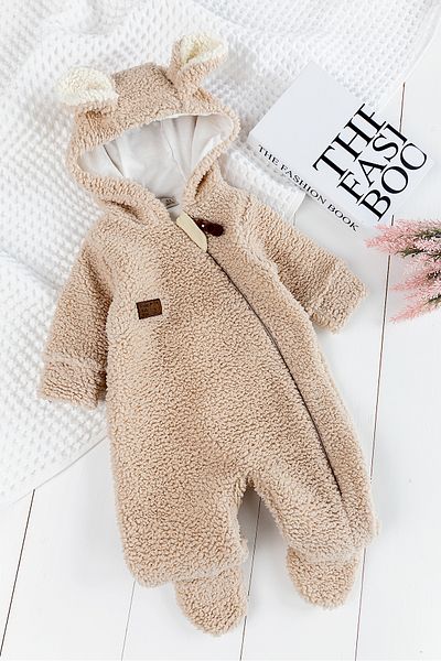 ewellce Welsoft Plush Hooded Winter Baby Onesie - Girl/boy