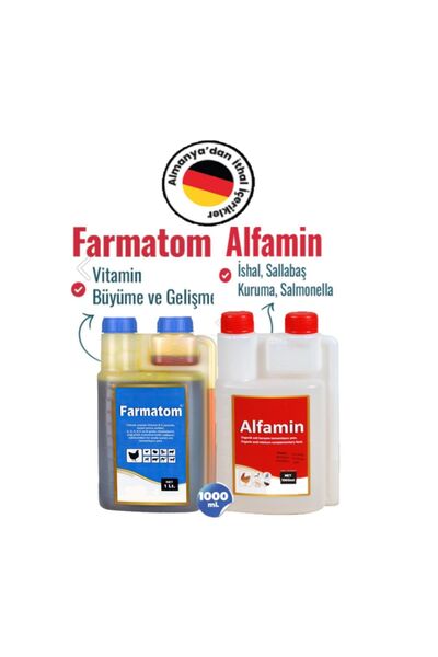 Munich Vet 2'Lİ Set Kuşlar için Farmatom Vitamin + Alfamin Kuruma Seti [1L]