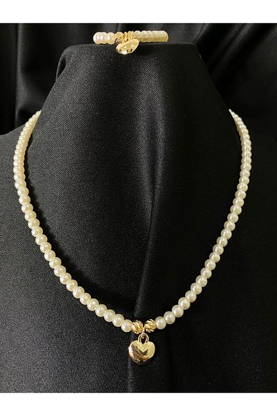 Passionis Jewelry سوار قلادة على شكل قلب من Afra Saraçoğlu مع اللؤلؤ