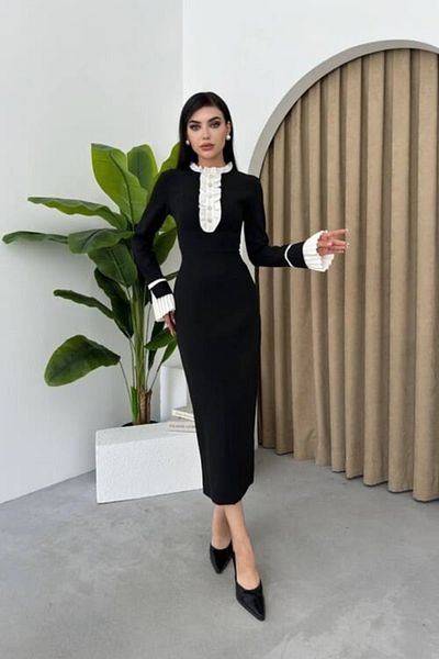 Gallogi Rochie maxi cu nasturi cu maneca lunga Ripon