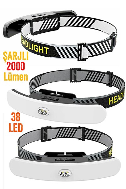 Telvesse Pro USB Şarjlı Kafa Lambası 2000 Lümen 38 LED Geniş Açı Kamp Lambası...