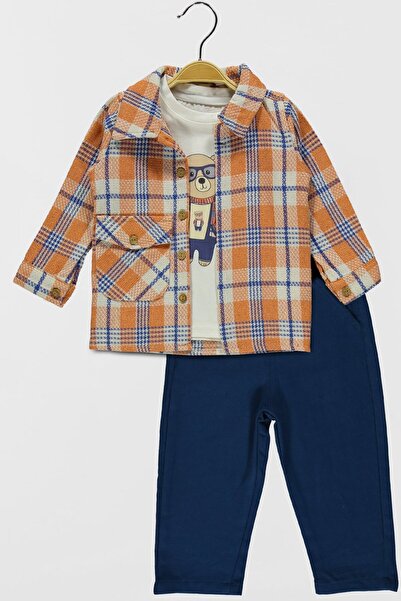 hepbaby Stylish Plaid Shirt, T-Shirt and Trousers 3-Piece Children's Set