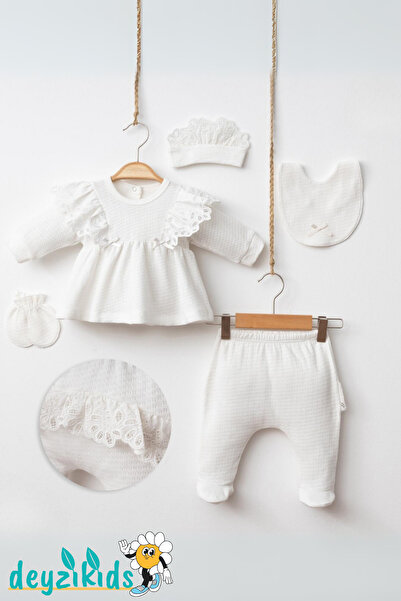 Deyzikids Dantelli Bandanalı Hastane Çıkışı Bebek Takımı Kıyafetleri Yenidoğa...