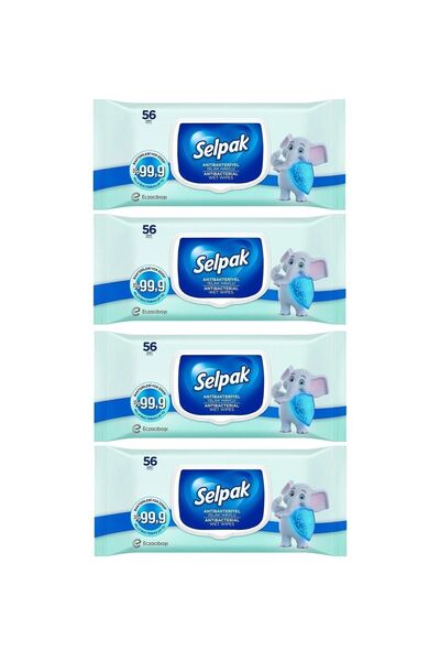 Selpak Antibakteriyel Islak Mendil 4 Adet 56'lı