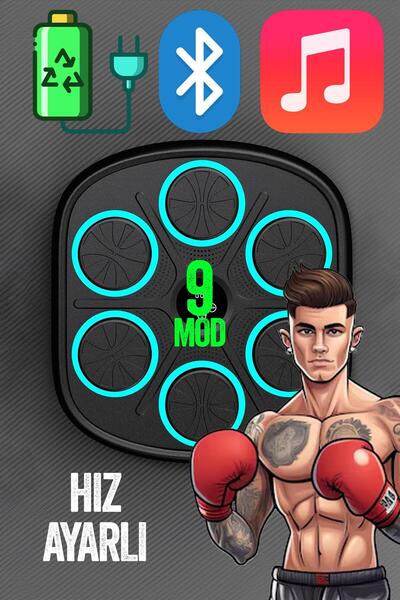 Telvesse Boks Eğitim Makinesi Sayaçlı RGB Işıklı Bluetooth Müzik Çalar Box Egzersiz Elektronik Kum Torbası