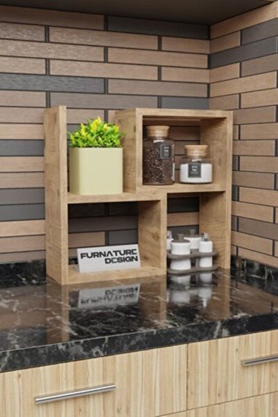 CMKStore Tezgah Üstü Genişlik Ayarlı Modüler Puzzle Baharatlık Rafı Atlantik Çam