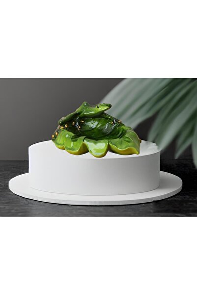 e-life shop Gerçek Görünümlü Yaprak Üzerinde Kurbağa Küllük Biblo Heykel Ev O...