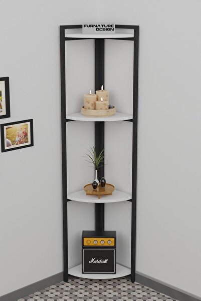 FurnatureDesign Metal Köşe - Kitaplık - Çiçeklik - Aksesuar Rafı 4 Katlı Deko...