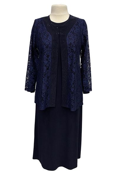 HESNA Σετ βραδινό φόρεμα Mother's Dress με μπουφάν Navy Blue