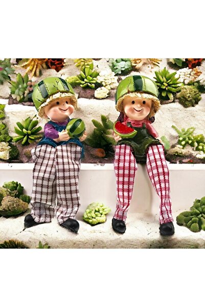 e-life shop Ayakları Sallanan Karpuz Kafalar Biblo Dekoratif Obje Hediyelik Ü...