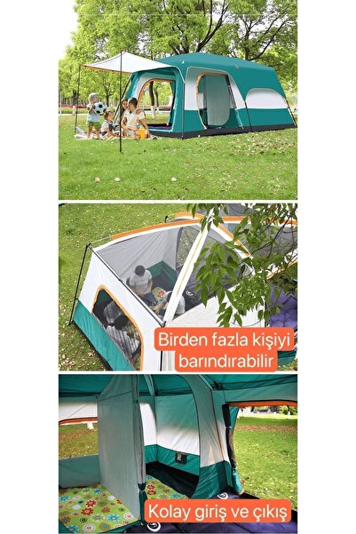 Genel Markalar Büyük Uzay Kamp Çadırları 8-10 Kişi Çift Kat 1 Oda 1 Oturma Odası Kamp Çadırı 380*260*200 CM