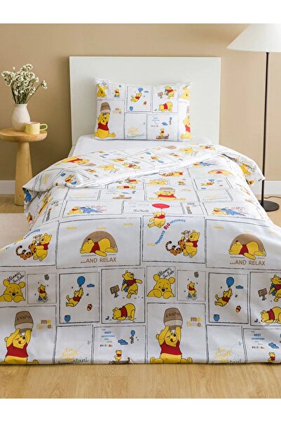 LC Waikiki LCW Karışık Baskılı Winnie the Pooh Baskılı Tek Kişilik Nevresim Seti