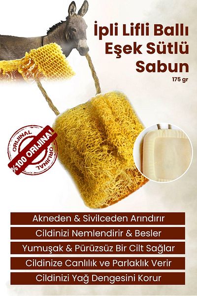 Arap Makyaj Dünyası Drawstring & Fiber Honey Donkey Milk Soap Whole Body 175 Gr