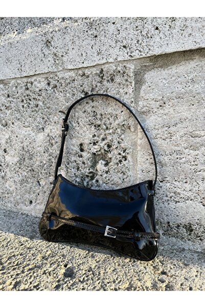 Black Color Pinterest Spring Shiny Fabric Women Baggage Shoulder Bag