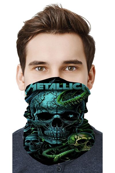 FG KONNİCHİWA Metalica Metal Music Motor Cycling Face Mask Outdoor Patterned Buff Neck Collar Bandana Balaklava